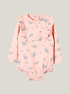 Cotton On Baby Pink Toni Ruffle Long Sleeve Swimsuit