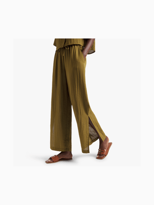 Slit Hem Wide Leg Washer Pants