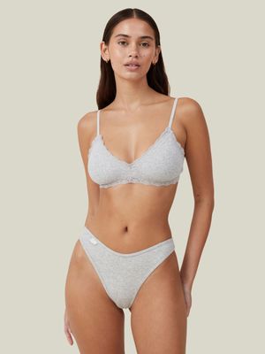 Women's Cotton On Grey Organic Cotton Lace Triangle Padded Bralette