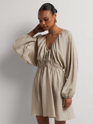 Textured Tie Detail Short Kaftan