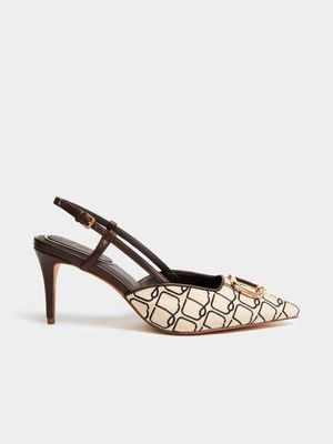 Luella Embroidered Slingback Stilleto Heels