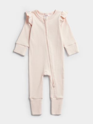 Cotton On Baby Pink The Long Sleeve Rib Romper