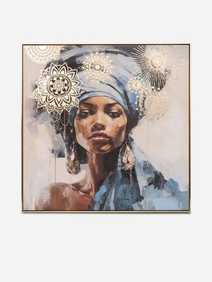 Framed Printed Woman Folded Headdress No.2