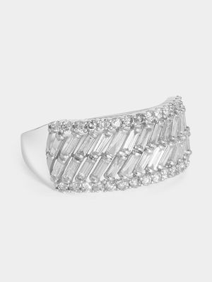 White Gold 0.89ct Diamond Baguette-Cut & Round-Cut Ring