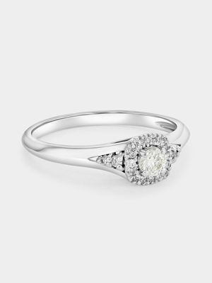 White Gold 0.25ct Diamond Solitaire Halo Ring