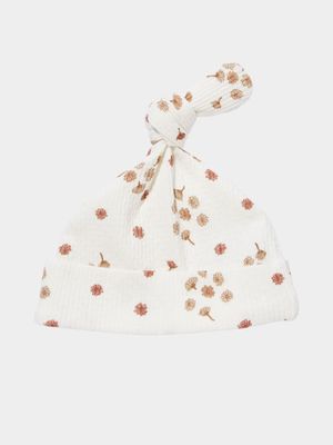 Cotton On Baby White Organic Pointelle Beanie