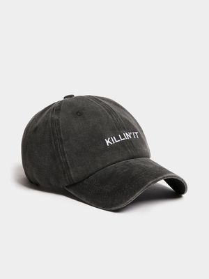 Women's Black Pigment Wash Peak Cap