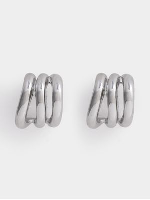 Triple Row Stud Earrings