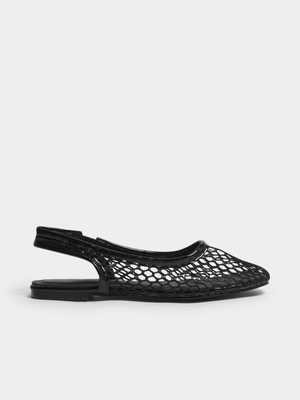 Women's Black Slingback Mesh Pump