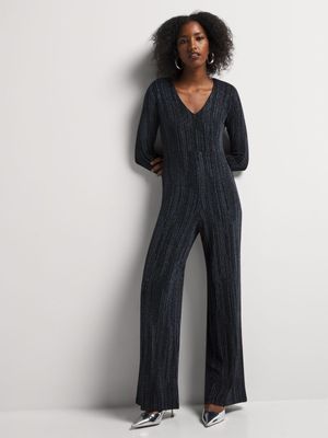 Luella V-Neck Wide Leg Glitter Jumpsuit