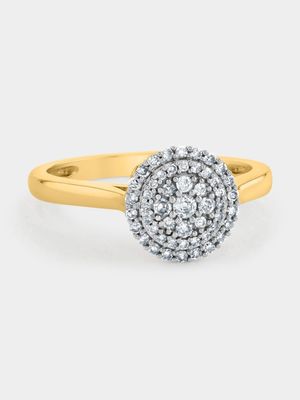 Yellow Gold 0.25ct Diamond Women’s Round Cluster Ring