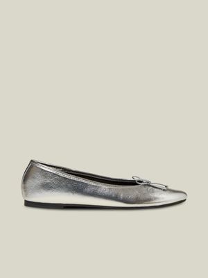 Women's Cotton On Silver Amy Round Ballet Flat Shoes