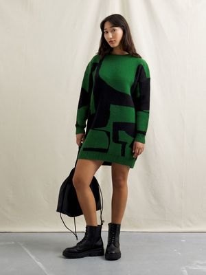 Women's Canvas Design Knitwear Dress