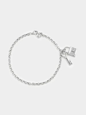 Sterling Silver Women’s Key & Padlock Charm Bracelet