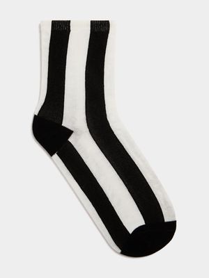 Men's Black & White Striped Socks