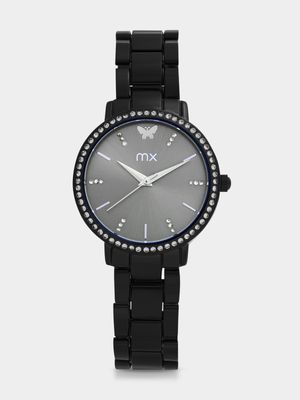 MX Black Plated Butterfly Dial Bracelet Watch