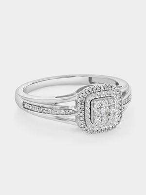 White Gold 0.25ct Diamond Cushion Halo Ring