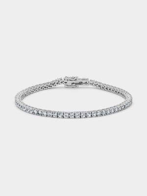 Sterling Silver Diamond & Created White Sapphire Tennis Bracelet