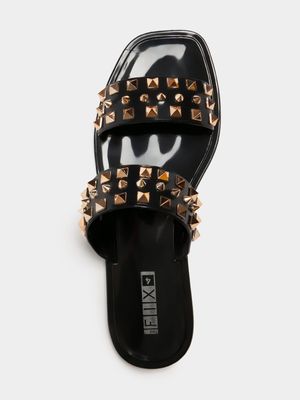 Women's Black Studded Jelly Sandals