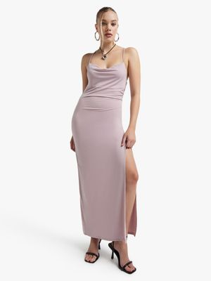 Women's Rose Slinky Knit Strappy Maxi Dress