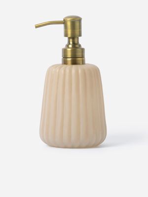 Fluted Glass Soap Dispenser Milky