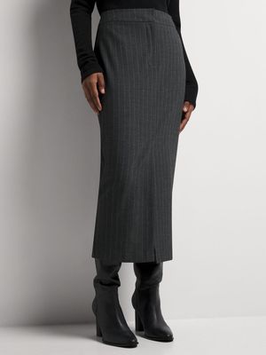 Pinstripe Midi Pencil Skirt