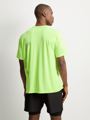 Mens Puma Train All Day Big Cat Logo Lime Tee