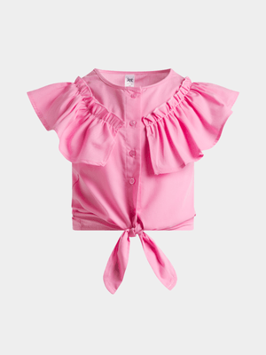 Jet Older Girls Pink Frill Woven Top