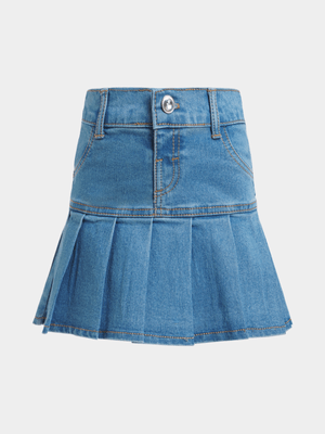 Jet Younger Girls Pleated Denim Skirt