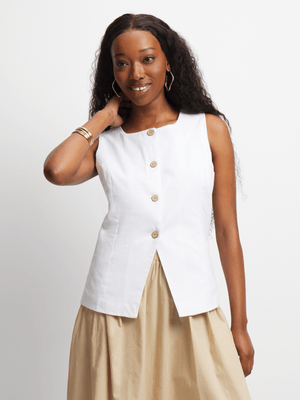 Jet Women's White Button Through Top