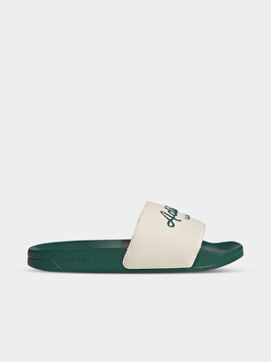 Mens adidas Adilette Shower Cream/Green Slides