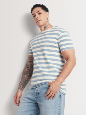 Men's Markham Horizontal  Stripe Light Blue/Milk T-Shirt