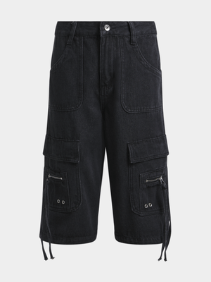 Jet Teen Boys Black Cargo Denim Shorts