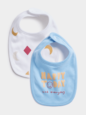 Jet Infant Boys Blue/White 2 Pack Bibs