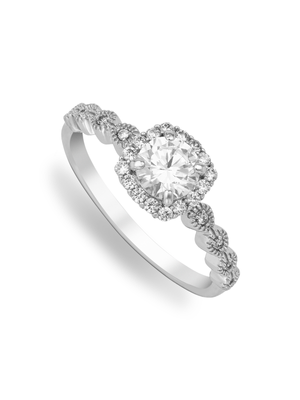 Cheté Sterling Silver & Cubic Zirconia Vintage Cushion Solitaire Ring