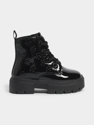 Jet Toddler Girls Black Floral Print Boot