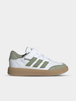 Kids Adidas Courtblock EL C White/Olive Sneaker