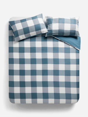 Jet Home Waffle Two Tone Check Duvet Set  King