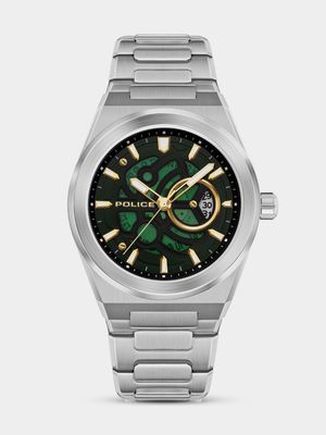 Police Ofset Stainless Steel Black & Green Dial Bracelet Watch