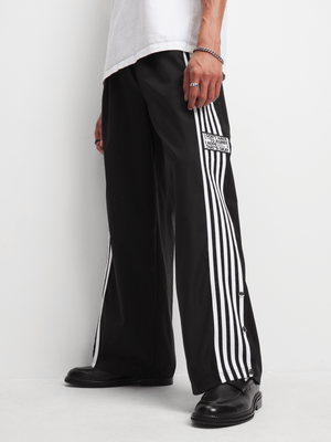 Men's Black Sport Stripe Wide Leg Pants