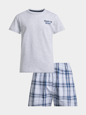 Jet Teen Boy Grey Woven Check PJ Set