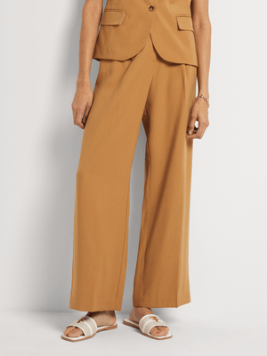 Twill Tencel Wide Leg Pleated Pants