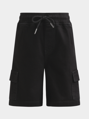 Jet Younger Boys Black Denim Cargo Shorts