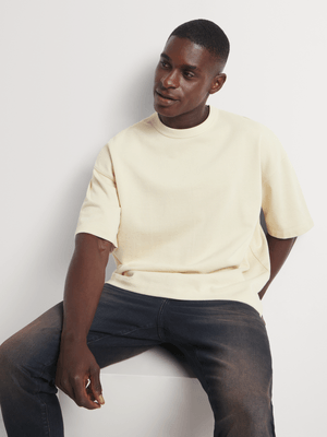 Men's Markham Oversized Unbrushed Fleece Milk T-Shirt