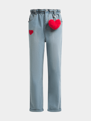 Jet Older Girls Ligjht Blue Paperbag Jeans