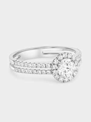 White Gold 1ct Lab Grown Diamond Round Halo Ring