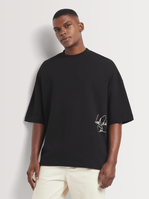 Men's Markham Oversized Fleece Black Graphic T-Shirt