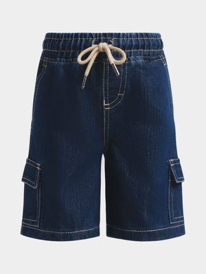 Jet Younger Boys Mid Blue Denim Cargo Shorts