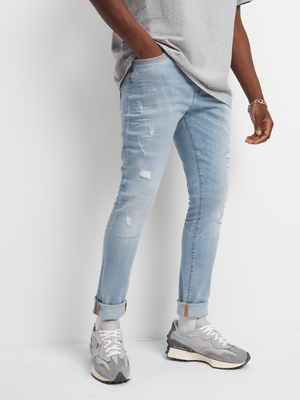 Redbat Men's Ice Blue Super Skinny Jeans