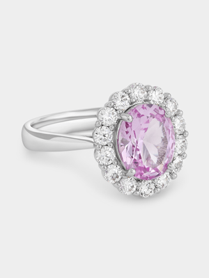 Cheté Sterling Silver Pink Sapphire Oval Halo Ring